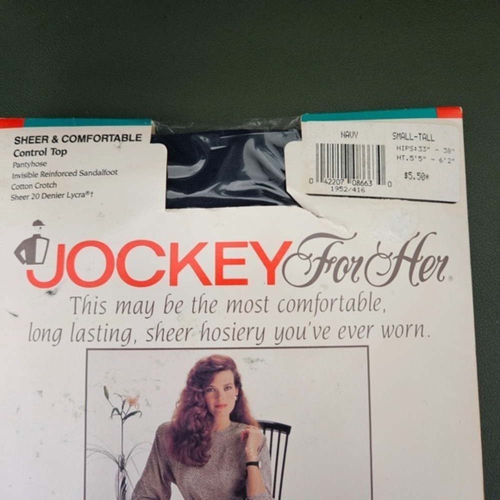 Jockey For Her Pantyhose Sheer Control Top Hosiery Navy Small-Tall Vintage - Picture 3 of 6